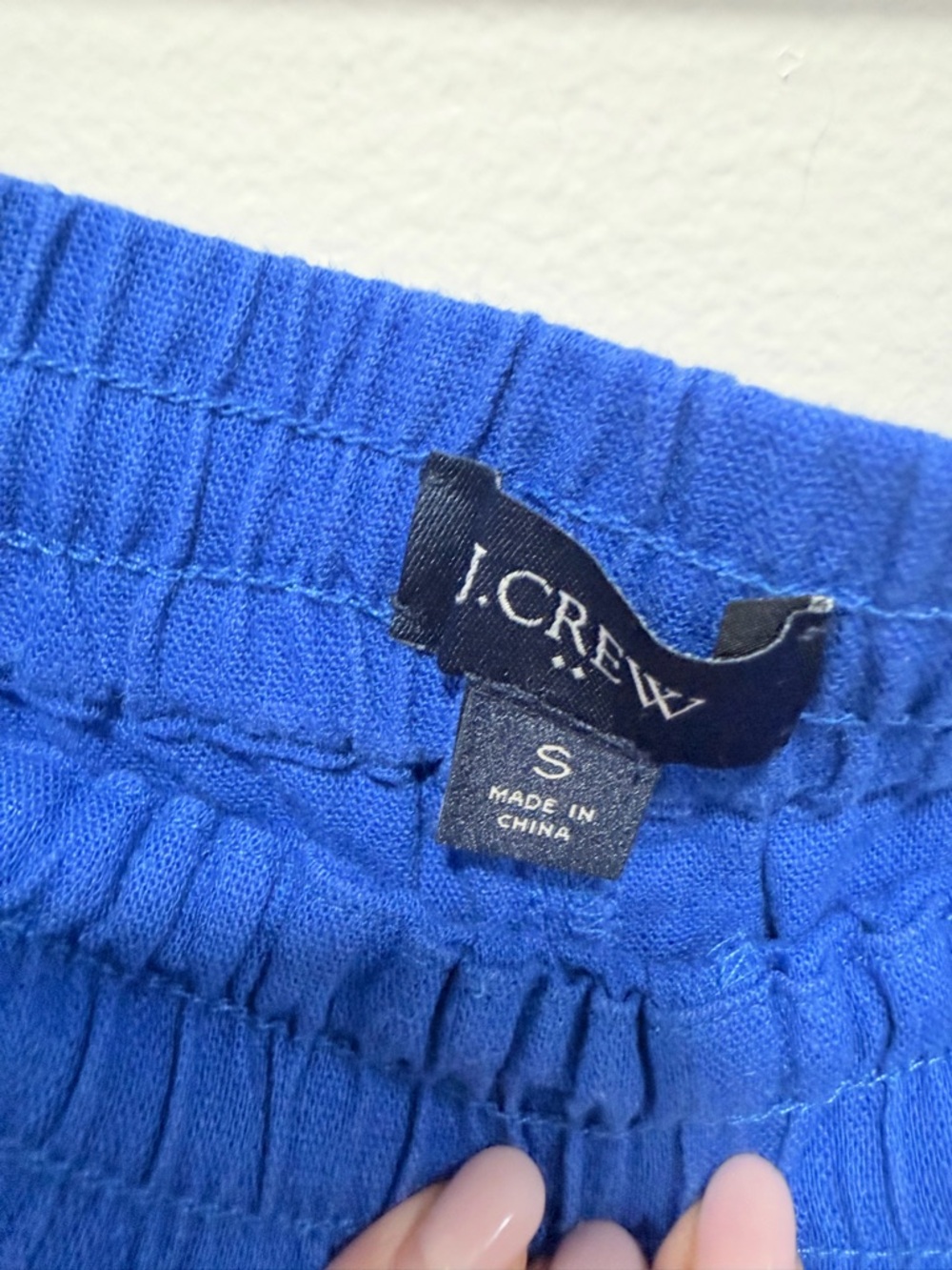 J.crew Blue Linen Blend Embroidered Scalloped Shorts Summer Elastic Waist 
S - Picture 8 of 9